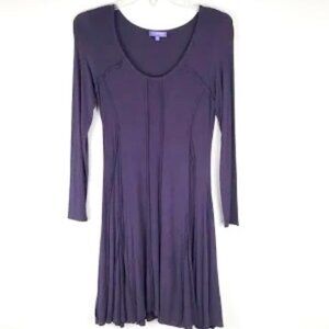 Vivienne Tam Dress Plum Purple Knit Fit & Flare Witchy Boho Reverse Seam MEDIUM